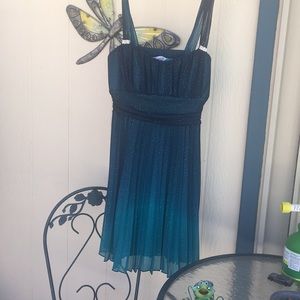 Blue-Teal ombré sparkling dress w/ jewels on strap